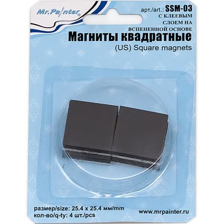 Магниты квадратные, 25,4х25,4 мм, 4 шт., Mr.Painter, SSM-03  (Цены)
