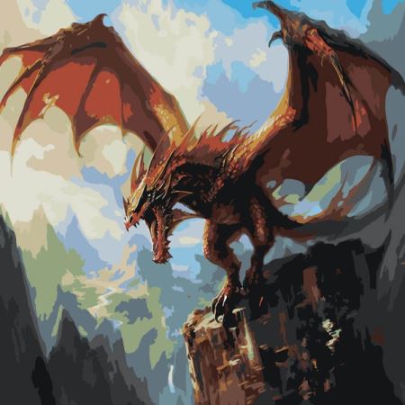 Картина по номерам «Ужасающий дракон на горе 2», EVEE-dragons-0011  (Цены)