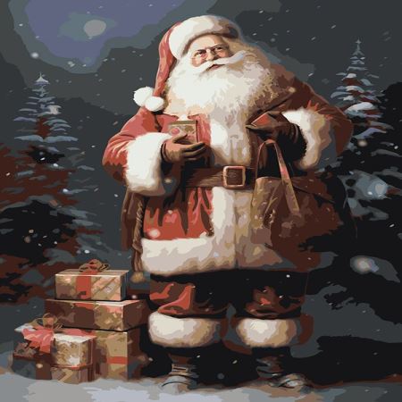 Картина по номерам «Новогодняя: Дед Мороз с подарками 3», EVEE-santa-0007  (Цены)