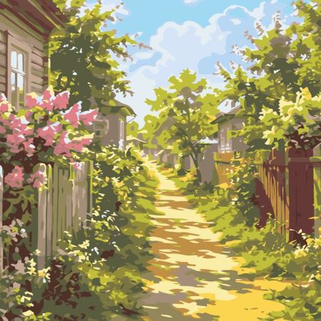 Картина по номерам «Зеленая улица в деревне», EVEE-art-1159  (Цены)