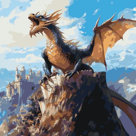 Картина по номерам «Ужасающий дракон на горе», EVEE-dragons-0005  (Цены)