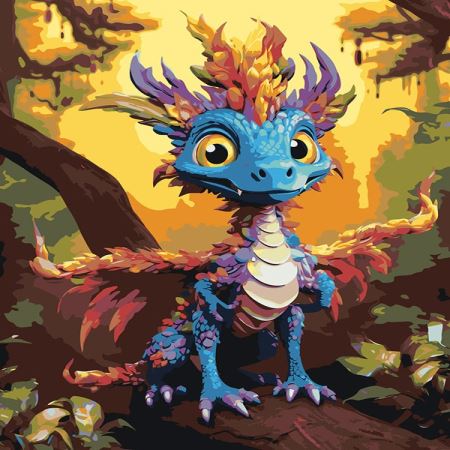 Картина по номерам «Маленький лесной дракон 2», EVEE-dragons-0032  (Цены)