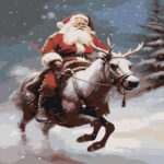 Картина по номерам «Новогодняя: Дед Мороз верхом на олене», EVEE-santa-0010  (Цены)