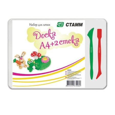 Доска для лепки А4, 280х200 мм, СТАММ, белая, 2 стека, НЛ25  (Цены)