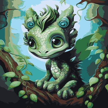 Картина по номерам «Маленький зеленый дракон 3», EVEE-dragons-0030  (Цены)